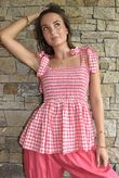 Nonni Gingham Bandeau Cami Miami Pink